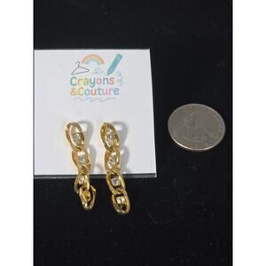 Vintage Goldtone Rhinestone Dangle Earrings Pierced GorpCore Old Money Classy